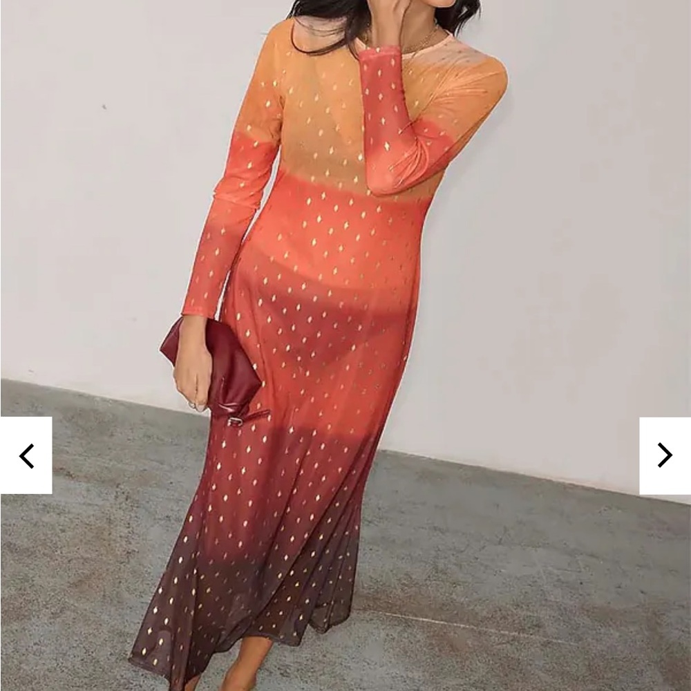 Never Fully Dressed Orange Sunset Mesh Dress size 8 NWT